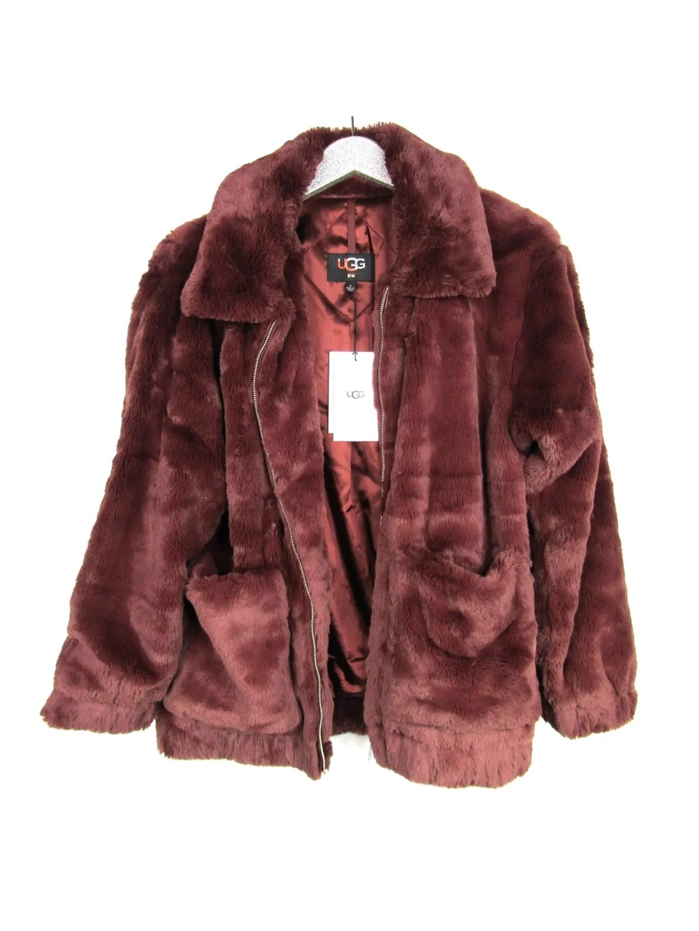 UGG Plush Faux-Fur Teddy Jacket in Wine
